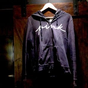 Women’s Black Pink Zip Up Hoodie